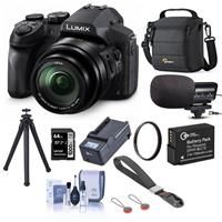 Panasonic Lumix DMC-FZ300 Camera - Bundle With 64GB SDXC Card, Camera Case, Spare Batery, Compact Charger, Stereo Microphone, 52mm UV Filter, Peak Cuff Wrist Strap, Cleaning Kit, FotoPro UFO 2 Tripod