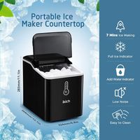 Homitt Ice Maker Countertop, Portable Electric Ice Maker with LED Indicator Lights, for Home Kitchen Office Bar Party, Black - Black