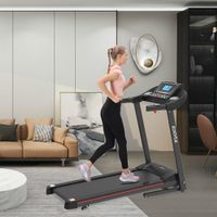 Smart Motorized Folding Treadmill with MP3, Exercise Running Machine - Black