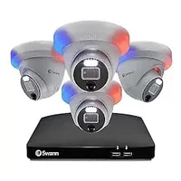 Swann Home DVR Security System 2TB, 8 Channel 4 Dome Camera, 4K HD Video, Indoor Outdoor Surveillance CCTV, Color Night Vision, Heat Motion Detection