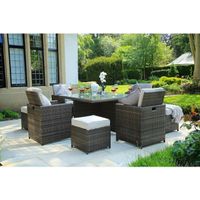 Direct Wicker 9 PCS Patio Wicker  Furniture Dining Set with Cushions - 8-Piece Sets