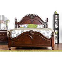 Furniture of America Bastillina English Style 2-piece Cherry Poster Bed with Nightstand Set - Cal. King