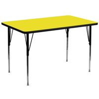 36''W x 72''L Rectangular HP Laminate Activity Table - Adjustable Legs - Yellow
