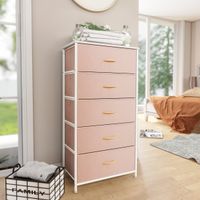 Pellebant Fabric Vertical Dresser Storage Tower with 5 Drawers - Pink - 5-drawer