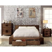 Furniture of America Shaylen II Rustic 3-piece Natural Tone Low Profile Storage Bedroom Set - King