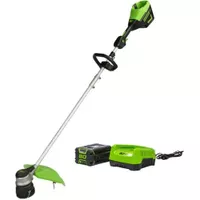 Greenworks - 80 Volt 16-Inch Cutting Diameter  Brushless Straight Shaft Grass Trimmer (1 x 2.0Ah Battery and 1 x Charger) - Green