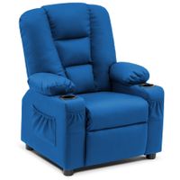 Mcombo Big Kids Recliner Chair for Toddler Boys and Girls Faux Leather - Light Blue