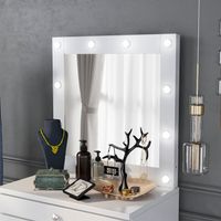 Mary Modern LED-light Bulb Mirror with Outlets and USBs by Furniture of America - White