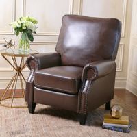Abbyson Carla Brown Bonded Leather Push Back Recliner - Brown