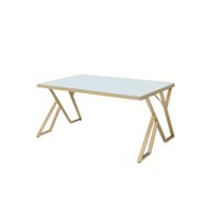 Furniture of America Daanyal Glam 60-inch Glass Dining Table with Gold Frame - White