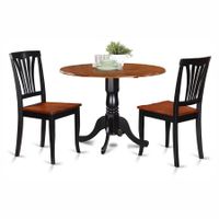 East West Furniture Dublin 3 Piece Round Dining Table Set with Avon Wooden Seat Chairs