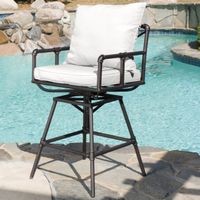 Northrup Pipe Outdoor Adjustable Barstool with Cushions by Christopher Knight Home - Black