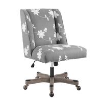 Delafield Office Chair Embroidered Floral Gray and White