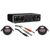Behringer U-Phoria UMC204HD Audiophile 2x4 USB Audio/MIDI Interface with MIDAS Mic Preamplifiers, - With 10ft Stereo 3.5mm Male Two Phone Plugs, Y-Cable, 2x Pig Hog 20' 8mm XLR Mic Cable