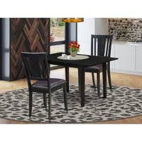 Rectangular Dining Table Set - Butterfly Leaf Dining Table and Kitchen Chairs with Panel Back  (Pieces & Seat Type Options) - NODU3-BLK-LC
