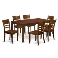 Rubberwood 7-piece Dining Set with Table and 6 Kitchen Chairs - Espresso Finish (Seat Type Option) - LYFD7-ESP-W