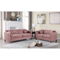 Lory velvet Kitts Classic Chesterfield Living room seat-Loveseat and Sofa - Rose