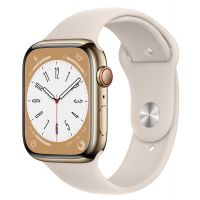 Apple Watch Series 8 Gps & Cellular 45mm Gold Stainless Steel Case With S/m Starlight Sport Band