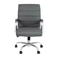 Alamont Home - Whitney Mid-Back Modern Leather/Faux Leather Executive Swivel Office Chair - Gray LeatherSoft/Chrome Frame