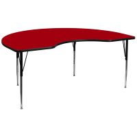 21.125-30.125-Inch Height-adjustable Laminate Kidney-shaped Activity Table - Red