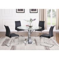 Somette 5-Piece Dining Set with Round Glass Table & Chairs - Black