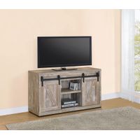 48-inch 3-shelf Sliding Doors TV Console Weathered Oak