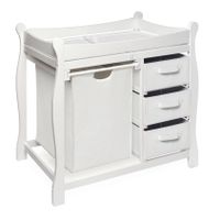 Badger Basket White Sleigh Style Hamper and Storage Changing Table - White