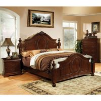 Furniture of America 2-piece Brown Cherry Bed with Nightstand Set - Queen