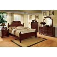 Furniture of America European Style 4-piece Cherry Poster Bedroom Set - Cal. King