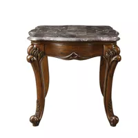 ACME Miyeon End Table, Natural Marble Top & Cherry