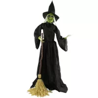 71-In. Animatronic Witch with Broomstick...