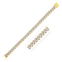 14k Two Tone Gold Curb Chain Bracelet with White Pave (8.25 Inch)