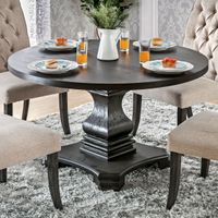Furniture of America Lucena Antique Black Wood Traditional Farmhouse-style Pedestal-base Round Dining Table - Antique Black