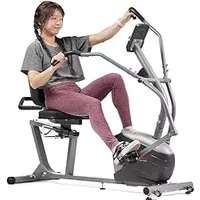 Sunny Health & Fitness Compact Performance Recumbent Bike with Dual Motion Arm Exercisers, Quick Adjust Seat & Optional Exclusive SunnyFit App Enhanced Bluetooth Connectivity