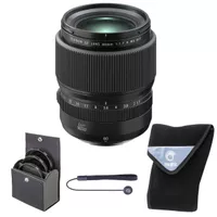 Fujifilm GF 80mm f/1.7 R WR Lens, Black, Bundle with 77mm Digital Essentials Filter Kit and 19x19" Lens Wrap