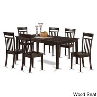 HECA7-CAP Cappuccino Rubberwood 7-piece Formal Dining Room Set - Wood Seat