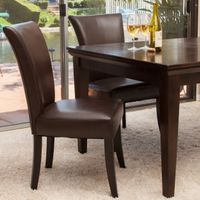 Stanford Brown Leather Dining Chairs (Set of 2) by Christopher Knight Home - Stanford Brown Leather Dining Chairs (Set of 2)