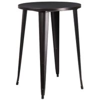 Flash Furniture 30'' Round Black-Antique Gold Metal Indoor-Outdoor Bar Height Table