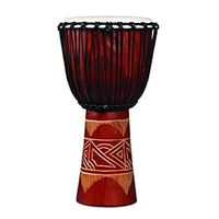 Latin Percussion LP713LR World Beat Wood Art Large Djembe, Red w/Natural, inch