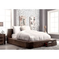 Furniture of America Shaylen II Rustic 2-piece Natural Tone Low Profile Storage Bed and Nightstand Set - Queen