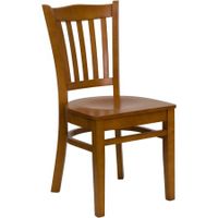 Flash Furniture HERCULES Series Cherry Finished Vertical Slat Back Wooden Restaurant Chair