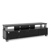 Bromley Extra Wide TV Stand with Glass Doors, for TVs up to 95 Inches - Black