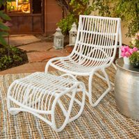 Safavieh Shenandoah White Wicker Chair and Ottoman Set - 22" x 30.5" x 32" - 22" x 30.5" x 32" - White
