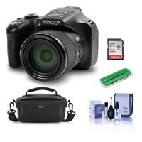 Minolta MN67Z 20MP FHD Wi-Fi Bridge Camera with 67x Optical Zoom, Black - Bundle With Camera Case, 32GB SDHC Memory Card, Cleaning Kit, Card Reader