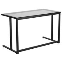 Flash Furniture Glass Desk with Black Pedestal Frame - Clear