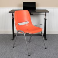 5 Pack 880 lb. Capacity Ergonomic Shell Stack Chair with Metal Frame - Orange