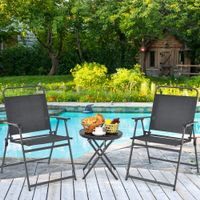 Costway 3PCS Outdoor Bistro Set Folding Table and Chairs Garden Deck - See details - Black