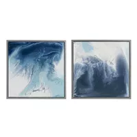 Blue Lagoon 2 Abstract 2-piece Framed Canvas Wall Art Set