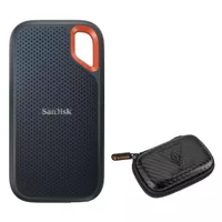 SanDisk Extreme Portable 4TB USB 3.2 Gen 2 Type-C External SSD V2, Black, Bundle with HD-2 Portable Hard Drive Case