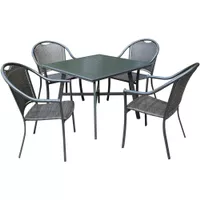 Bambray 5pc Dining Set: 4 Woven Dining Chairs and 1 38" Square Slat Table